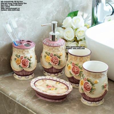 BỘ SỨ HOA ĐẮP NỔI DÙNG TRONG PHÒNG TẮM
